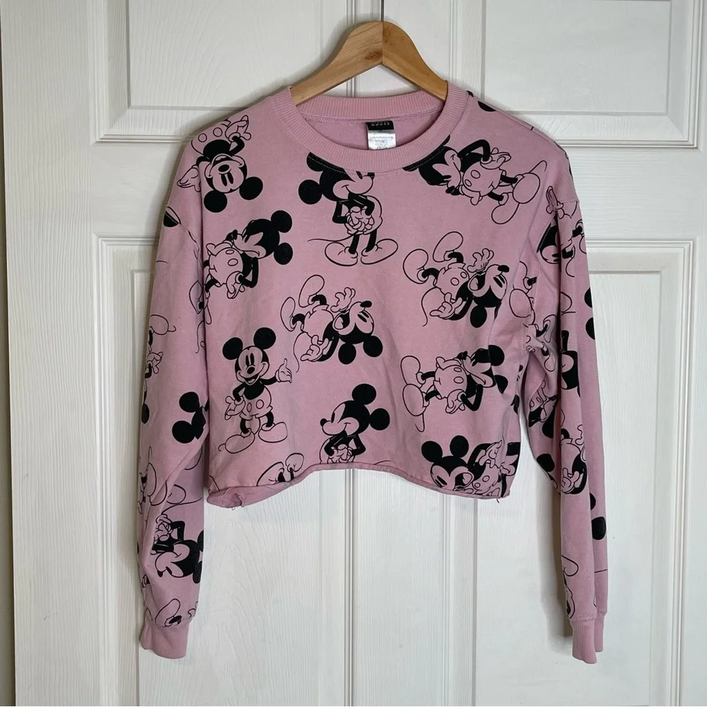Vintage Disney classic Mickey Mouse Crew Neck Sweater Crop nostalgia retro - Picture 1 of 5